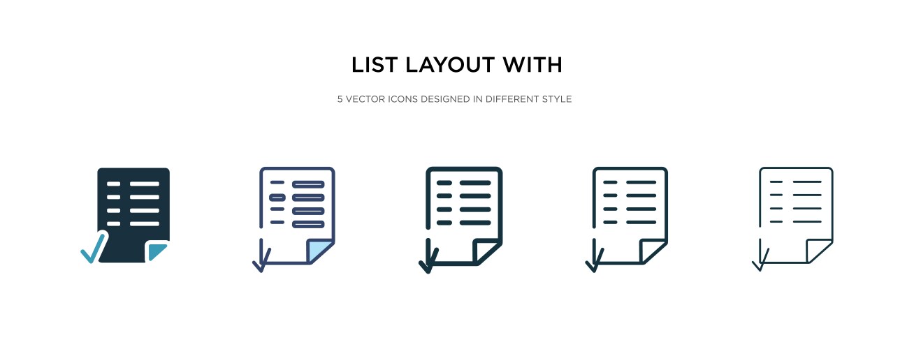 List layout with check boxes icon in different vector image