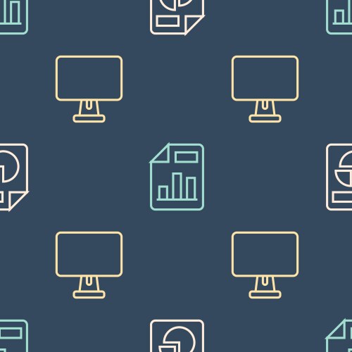 Set line document with graph chart computer vector image