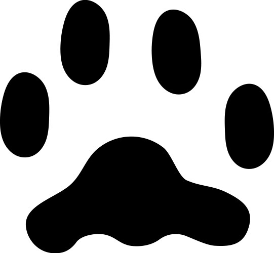 Bold black paw print silhouette on a white Vector Image
