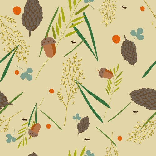 Pattern with the image of forest cones fir vector image