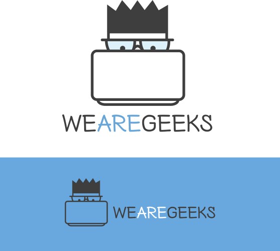 Modern Geek Logotype - Computer Nerd vector image