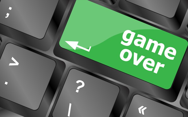Computer keyboard with game over key - technology vector image