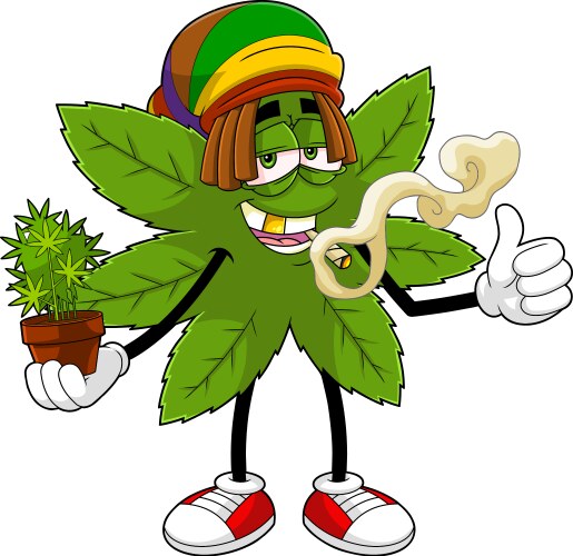 Funny marijuana leaf cartoon character Vector Image