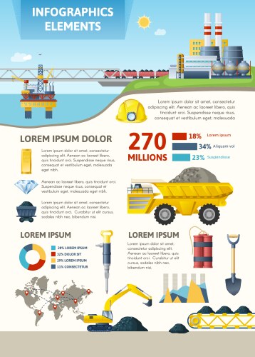 Mining industry flat composition Royalty Free Vector Image