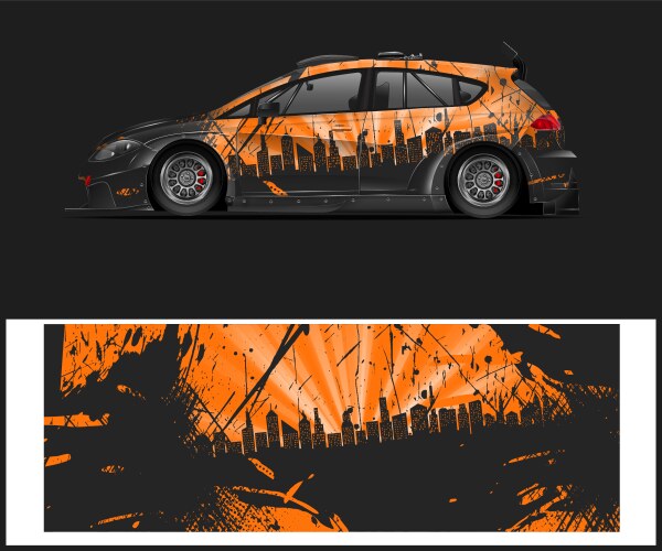 Racing Car Wrap - Sporty Graphics Vector Image