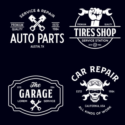 Vintage Car Repair Service Badges Vector Image