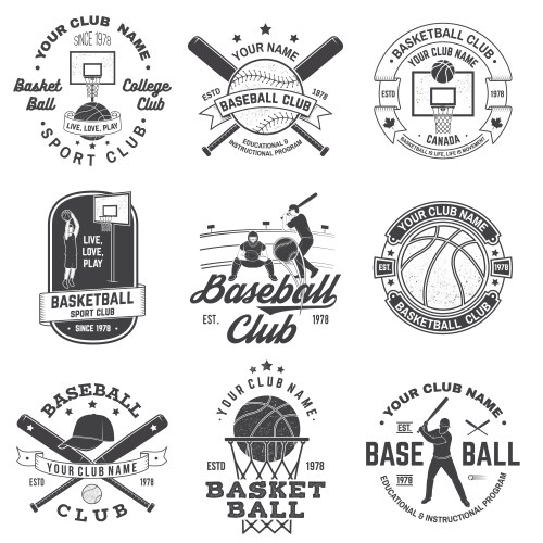 Basketball & Baseball Badge Set Vector Image