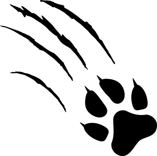 A black paw print with claw marks Vector Image