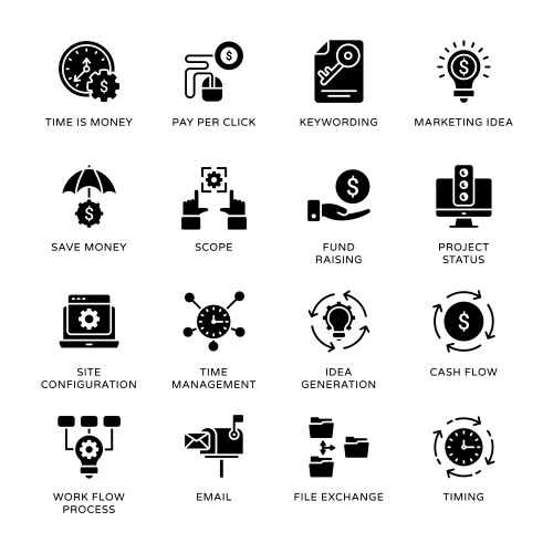 Clock time timer file exchange data database vector image