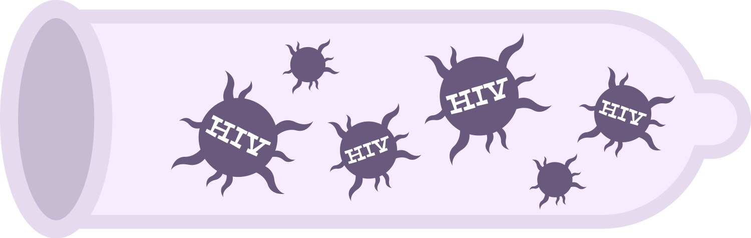 Hiv in condom composition vector image