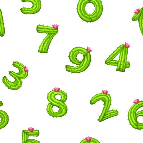Seamless pattern with cactus numbers for ui game vector image
