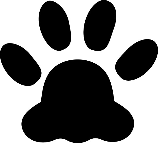 Simple black paw print with four toes and a pad Vector Image