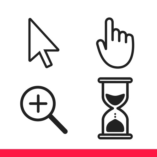 Pointer hand arrow hourglass loading clock mouse vektorbild
