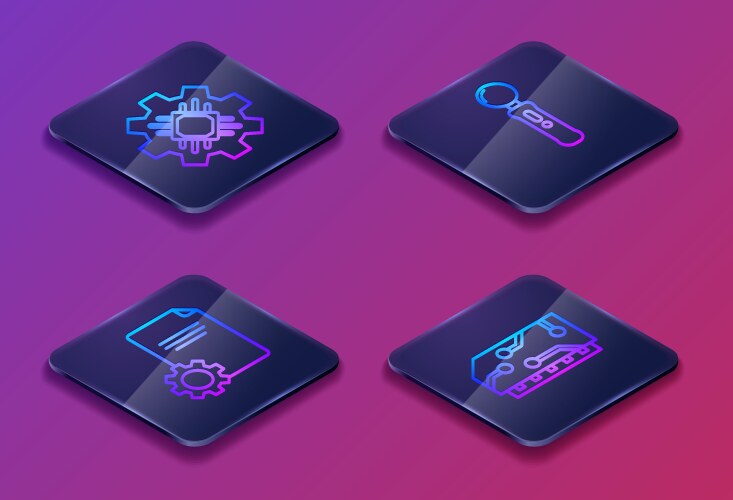 Set isometric line processor file document vector image