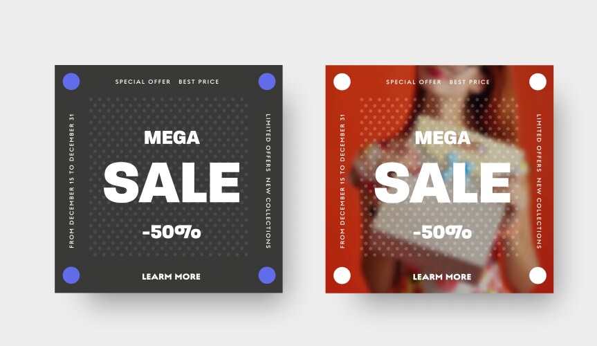 design square web banners for mega big sale vector image