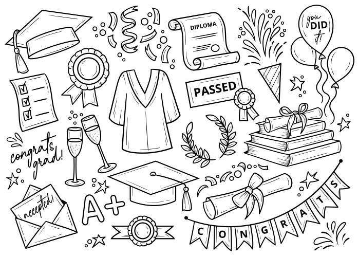 Graduation elements isolated clip art Vector Image