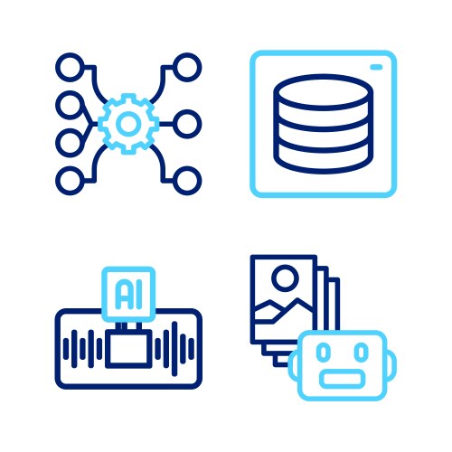 Set line artificial intelligence robot ai server vector image