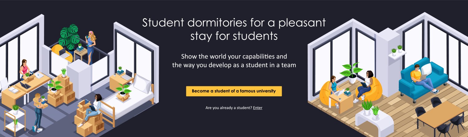 Student Dormitory Isometric Header – Royalty-Free Vector | VectorStock