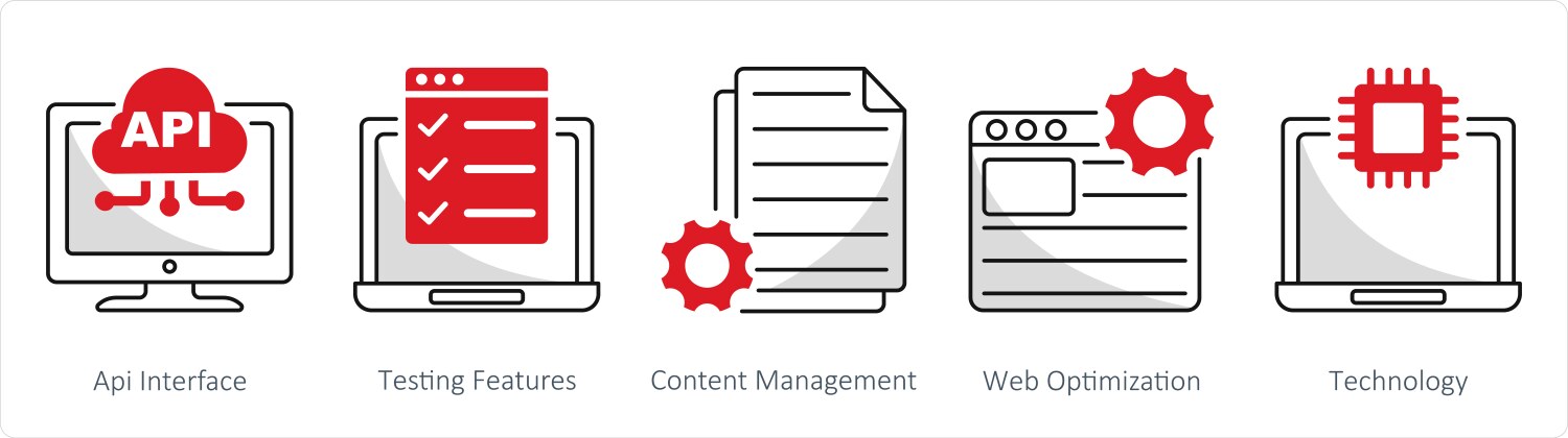 A set of 5 web design icons as api interface vektorbild