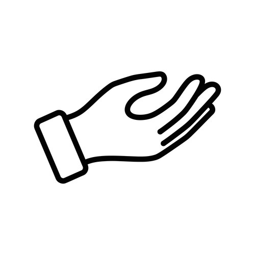 A simple line drawing of an open hand Vector Image