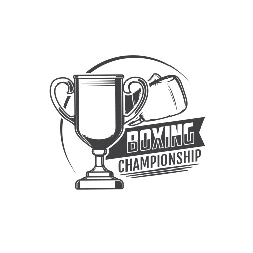 boxing championship icon boxer glove and trophy vector image