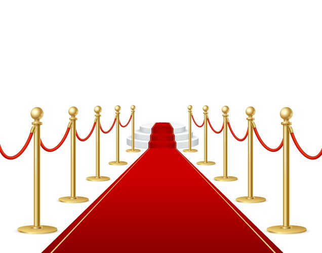 realistic detailed 3d red carpet barrier rope vector image