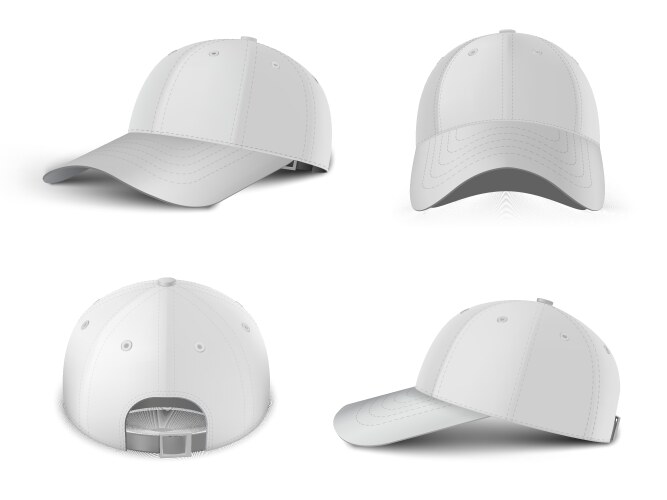 white baseball cap side perspective front back vector image vector image