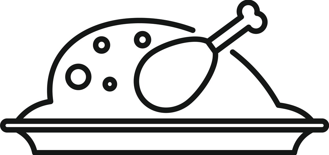 Cooked chicken icon outline roast food Vector Image