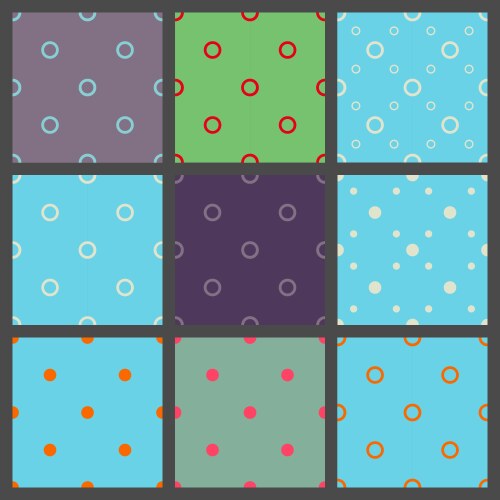 Set of seamless patterns in point with polka dots vector image