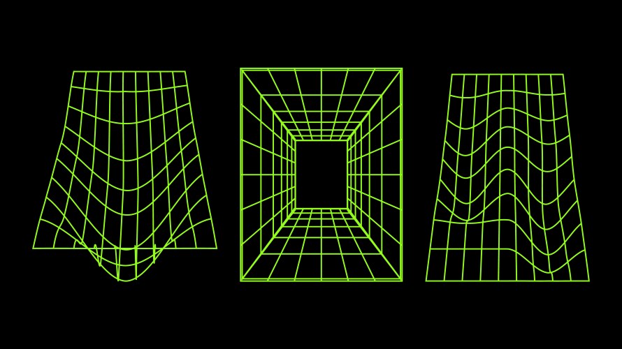 3d wireframe models of objects network line vector image