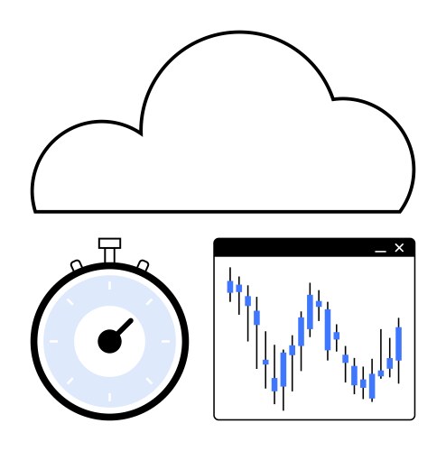 Cloud computing with stopwatch and analytics chart vektorbild