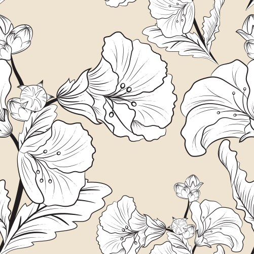 Floral engraved seamless pattern flower garden Vector Image