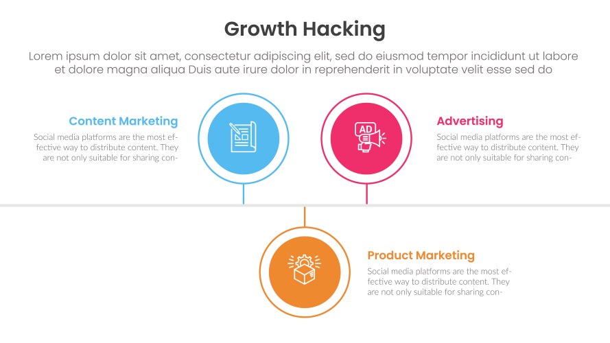 Growth hacking infographic 3 point with big Vector Image