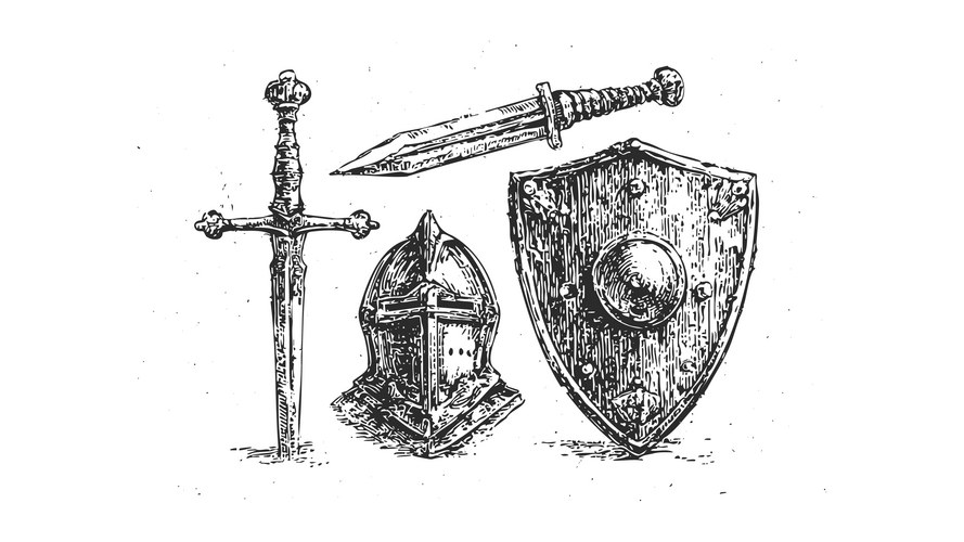 Medieval Knight's Weapon Set Vector Image