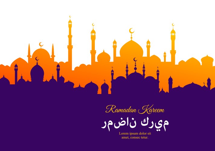 ramadan kareem eid mubarak banner arabian city vector