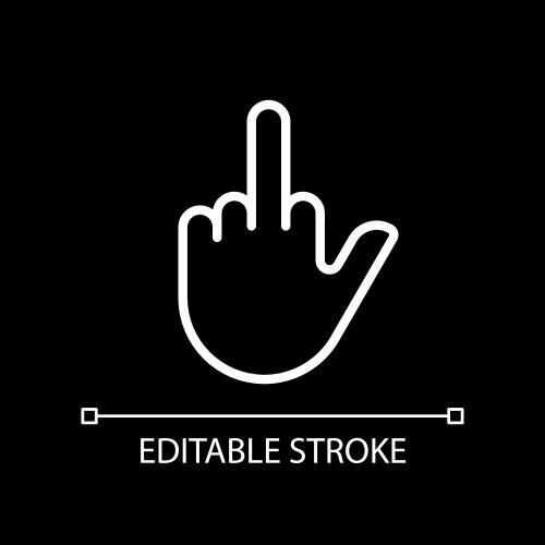 Middle finger pixel perfect white linear icon Vector Image