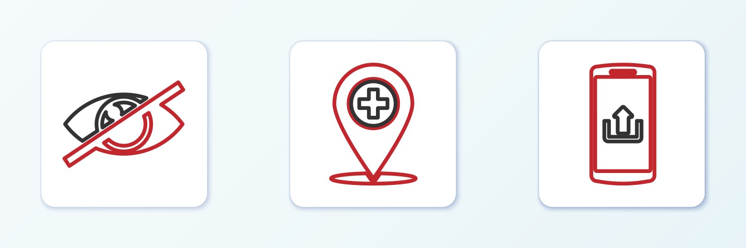 Set line smartphone with upload invisible or hide vector image