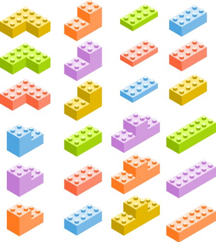 Different color constructor blocks isolated vector image