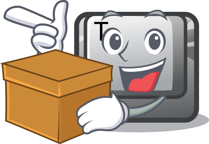 With box t button installed on character computer vector image
