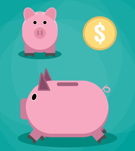 Piggy bank and coin vector image