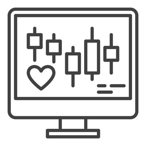Heart symbol and chart pattern on computer screen vector image