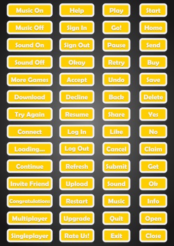 Set of text game buttons in flat style vector image