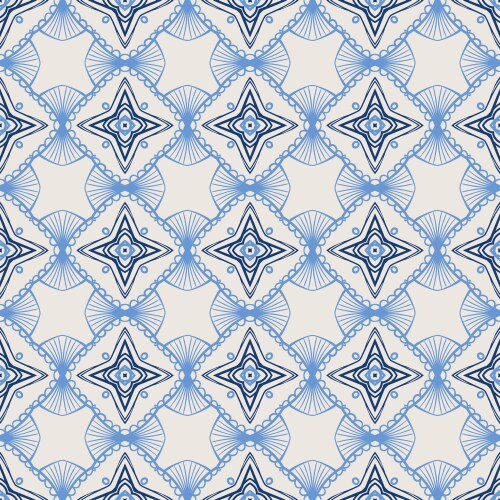 Vintage tile pattern seamless blue and white vector image