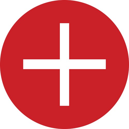 White plus sign in red circle isolated on vector image