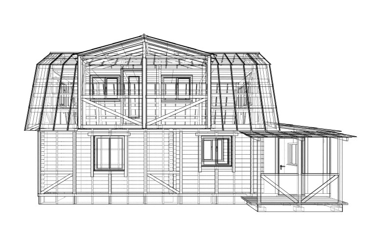 house sketch rendering 3d vector image