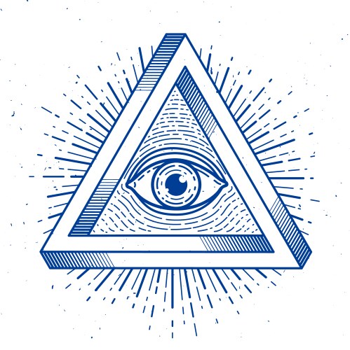 All seeing eye god in sacred geometry triangle Vector Image