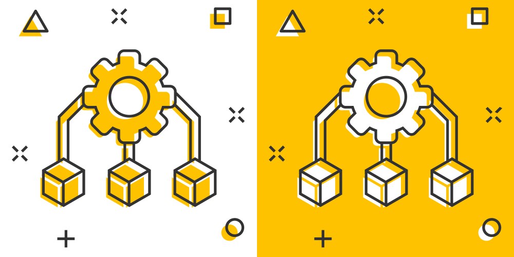Api technology icon in comic style algorithm vector image