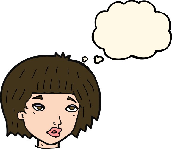 Cartoon bored looking woman with thought bubble vector image