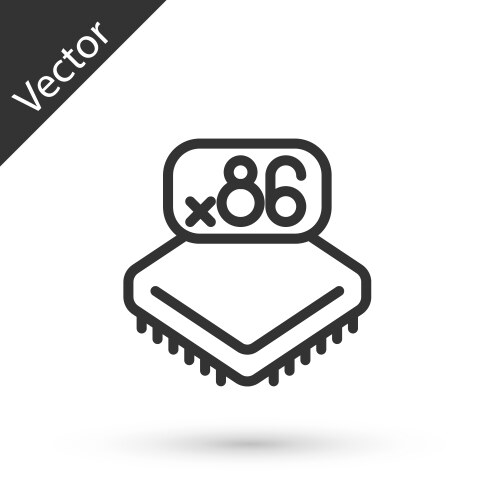 Grey line computer processor with microcircuits vector image
