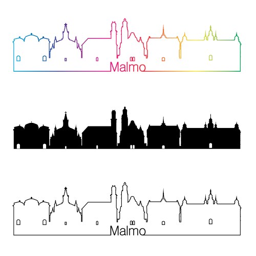 Malmo cityscape line art Royalty Free Vector Image